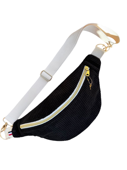 "Classic banana" velvet fanny pack to personalize - Fir Green