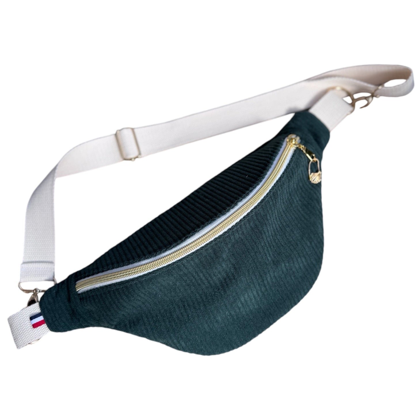 "Classic banana" velvet fanny pack to personalize - Fir Green